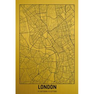 Aluminium schilderij stadskaart Londen United Kingdom 80x120 cm goud schilderij aluart exclusieve collectie