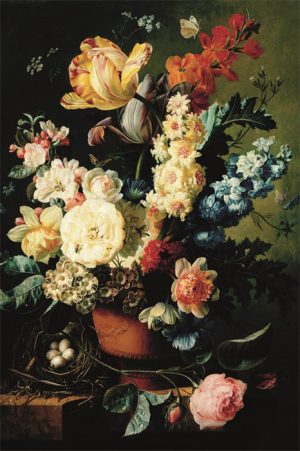 Dibond schilderij kleurrijke bloemen in vaas 80x120 cm aluminium schilderij aluart exclusieve collectie