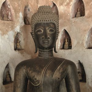 Dibond schilderij boeddha beeld 100x100 cm aluminium schilderij aluart exclusieve collectie