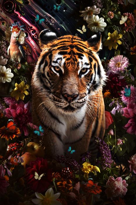 Graan bevolking ongezond 110 x 160 cm - Glasschilderij - tijger | Trendybywave.nl
