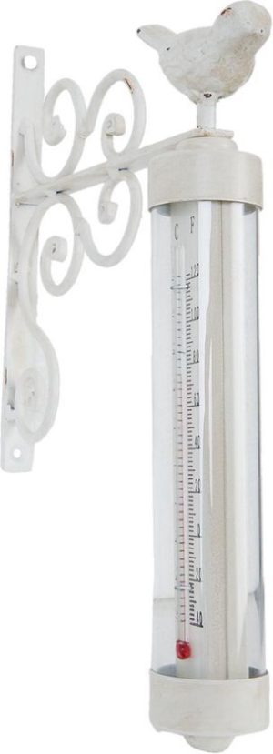 Thermometer Buiten 19x4x29 cm Wit ijzer Rond Vogel Thermometer Gietijzer Thermometer Tuin