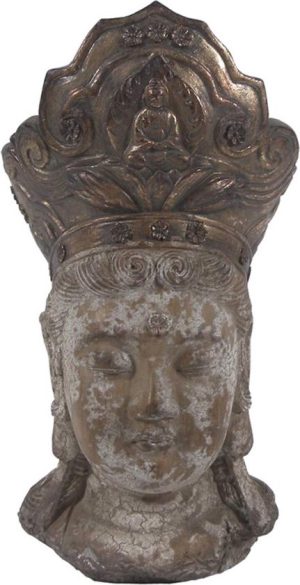Decoratie Beeld Boeddha 12x9x22 cm Bruin Kunststof - Decoratief Figuur - accessoires