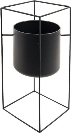 Bloempot Binnen 26x26x55 cm - zwart ijzer