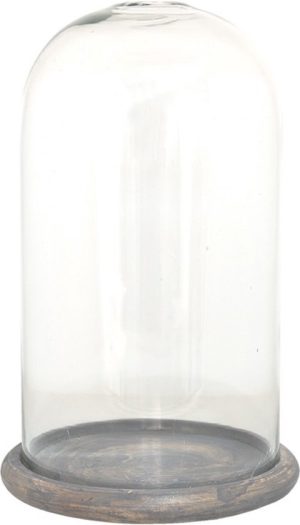 Stolp Ø 17x29 cm Transparant Glas -  Hout Glazen stolp Woondecoratie