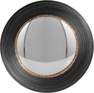 Wandspiegel Ø 34 cm Zwart Kunstleer Rond Grote spiegel - wand spiegel