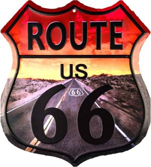 Tekstbord 45*1*50 cm Rood Ijzer Route 66 Wandbord Quote Bord Muurdecoratie - TBW