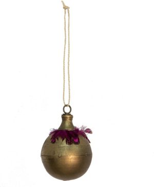 Kerstbal Ø 10x14 cm Goudkleurig Metaal Rond - - kerstversiering