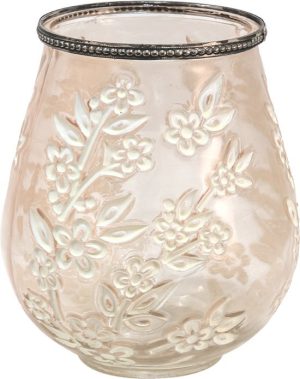 Glazen Theelichthouder Ø 15x18 cm Bruin - Wit