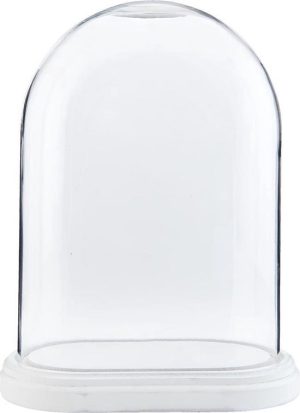 Stolp 26x15x33 cm Transparant Hout -  Glas Ovaal Glazen Stolp Stolp op Voet