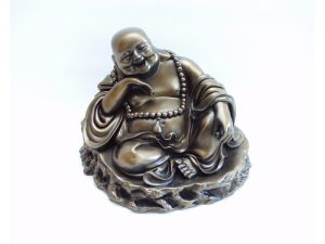Boeddha zittend beeld 12 cm hoog bronskleurige beeld Boeddhisme