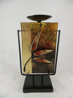 Glazen kandelaar 24 cm hoog kandelaar Leaf in standaard glaskunst handgemaakt