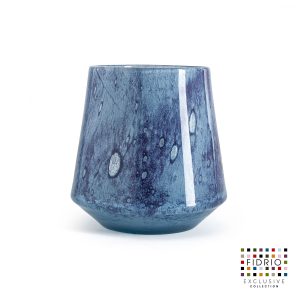 Design Vaas Eden - Fidrio PURPLE BLUE - glas, mondgeblazen bloemenvaas - diameter 17 cm hoogte 22 cm