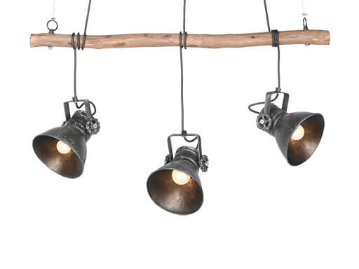 maart was etiket Hanglamp - 3-spot - boomstam - eettafellamp - industrieel - H87cm -  trendybywave.nl