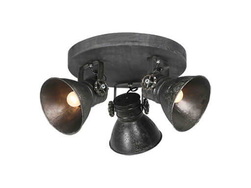lint Grondig Startpunt Lamp - Plafondlamp - 3 spots - sunburn - industriële plafondlamp - rond  35cm - trendybywave.nl
