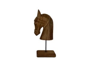 Beeld houten paardenhoofd bruin hout decoratief robuust H36cm