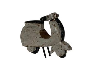 Beeld houten scooter grijs hout decoratief robuust H15cm