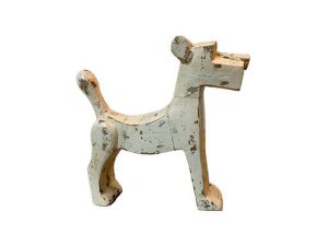 Beeld houten hond Terrier wit hout decoratief robuust handgemaakt H30cm