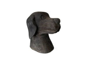 Beeld houten hondenhoofd sunburn kleur decoratief robuust handgemaakt H17cm