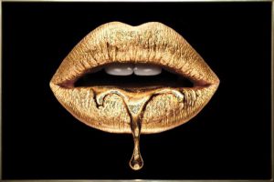 Ter Halle glasschilderij - gouden lippen