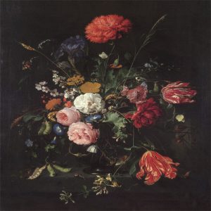 Dibond schilderij stilleven vaas met bloemen 120x120 cm aluart Mondiart