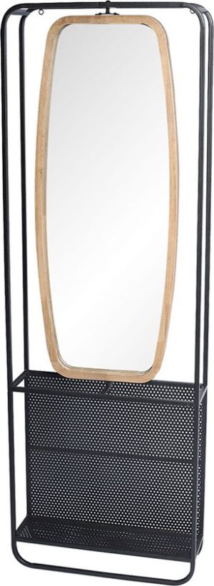 Wandspiegel  - 54x16x160 cm -  Zwart Hout Glas