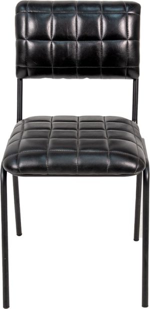 stoel  - 44x44x84 cm -  Zwart Leder