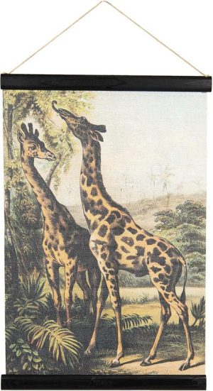 Wandkleed 40x2x60 cm Meerkleurig Linnen - Rechthoek Giraffen wanddoek