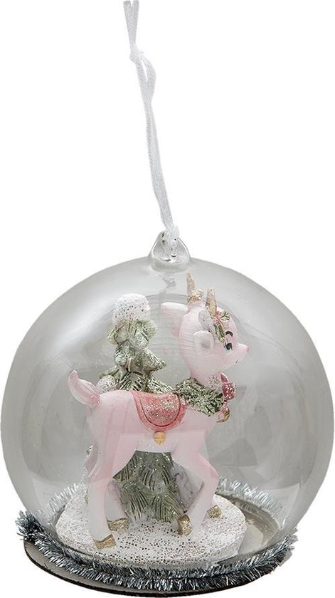 Vertrouwen op tweeling roze Kerstbal Hert diam. 10*10 cm Transparant Kunststof Rond Kerst  Kerstboomversiering Kerstversiering Kerstdecoratie - trendybywave.nl