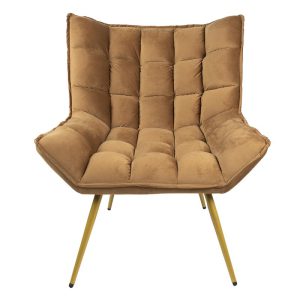 Fauteuil 79x91x93 cm - bruin ijzer Textiel Woonkamer stoel Relax stoel binnen