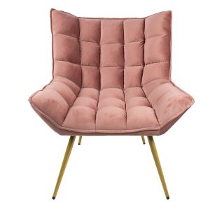 Fauteuil 79x91x93 cm Roze ijzer Textiel Woonkamer stoel Relax stoel binnen