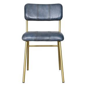 stoel 44x55x80 cm Grijs Blauw Leder Stoel Eettafelstoel Keukenstoel