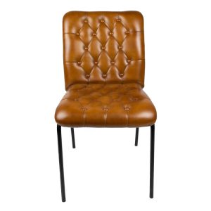 stoel 47x60x90 cm Bruin Leder Stoel Eettafelstoel Keukenstoel
