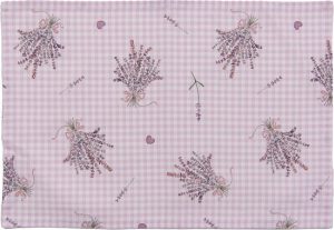 Placemats (set v 6) 48x33 cm Paars - Wit 100% Katoen - Rechthoek Lavendel Tafelmat