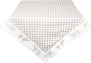 Vierkant Tafelkleed - 100x100 cm - Beige Wit Katoen