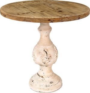 Bijzettafel Ø 75x75 cm Bruin -  Wit Hout Rond Side table Tafeltje