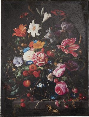Canvasschilderij 55x3x73 cm Zwart -  Roze Canvas - Rechthoek Bloemen Schilderij Wanddecoratie