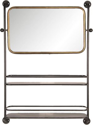 Wandspiegel 61x14x85 cm - bruin ijzer -  Glas - Rechthoek Grote spiegel - wand spiegel