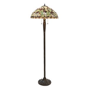 tiffany lamp - Lumilamp - vloerlamp Ø 51x157 cm  Bruin Beige Glas Staande Lamp  Tiffany Lamp