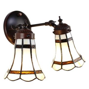 Wandlamp Tiffany 30*23*23 cm E14/max 2*25W Wit, Bruin Glas, Metaal Geen vorm Muurlamp Sfeerlamp Tiffany Lamp
