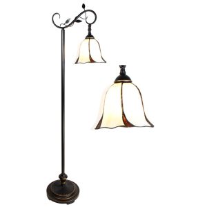 tiffany lamp - Lumilamp - vloerlamp 152 cm Wit Bruin Kunststof Glas Staande Lamp Glas in Lood Tiffany Lamp