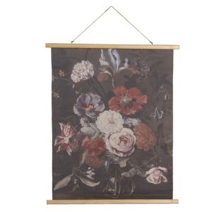 Wandkleed 80x2x100 cm Meerkleurig Hout -  Textiel - Rechthoek Bloemen wanddoek