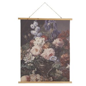 Wandkleed 80x2x100 cm Meerkleurig Hout -  Textiel - Rechthoek Bloemen wanddoek