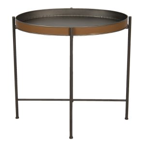 Bijzettafel - 69x47x66 cm- bruin ijzer Ovaal Side table Tafeltje