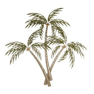 Wanddecoratie Palm 90x8x100 cm Groen - bruin ijzer - Rechthoek Palmboom - muurdecoratie