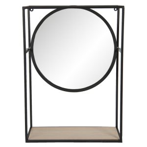 Wandspiegel 36x15x50 cm - zwart ijzer -  Glas/Hout