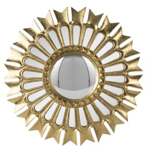 Spiegel  Ø 38 cm Goudkleurig Kunststof Rond - Bolle spiegel - wand spiegel
