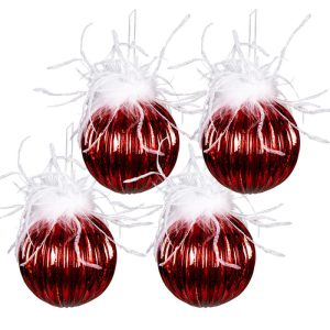 kerstballen Ø 10 cm Rood Wit Glas - Kerstdecoratie - Kerstversiering