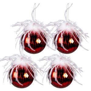 kerstballen Ø 10 cm Rood Wit Glas - kerstdecoratie