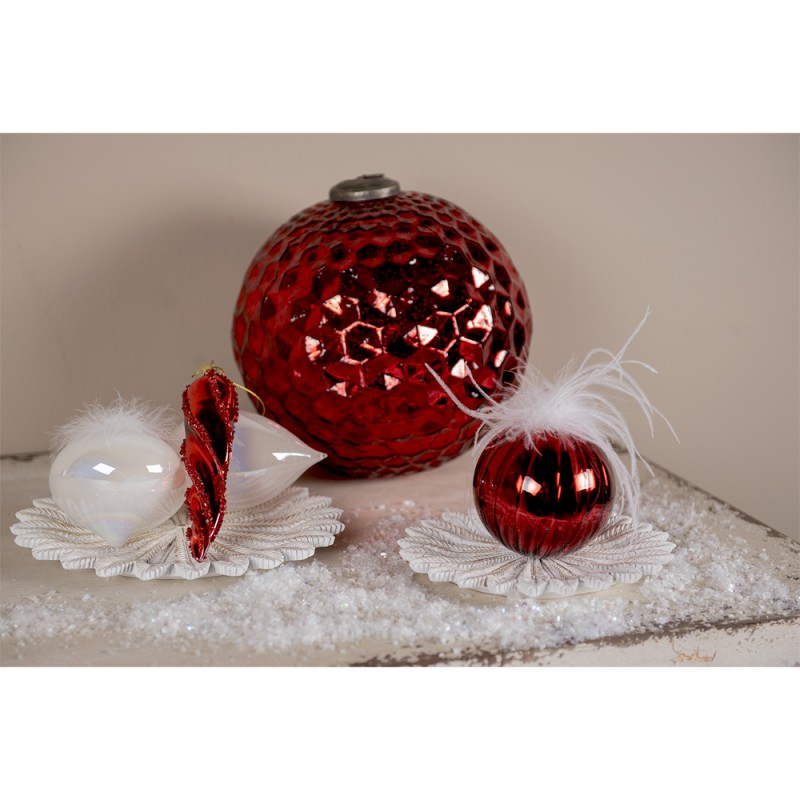 2 x set van 4 kerstballen diam. 10 cm Wit Glas Kerstboomversiering