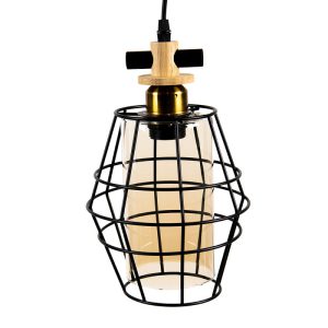 Hanglamp 18x18x31 cm Zwart Metaal Glas Hanglamp Eettafel Hanglampen
